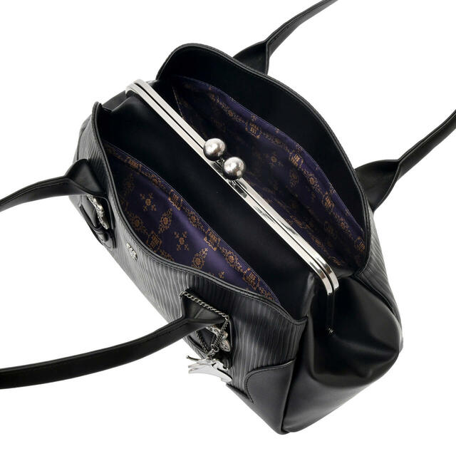 【ANNA SUI】ジャック・スケリントン＆ゼロ ハンドバッグ がまぐち バッグチャーム付き ストライプ 33,000円
