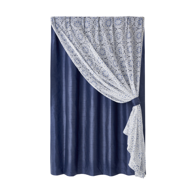 マロック×ファルム ダブル 既製カーテン　ネイビー