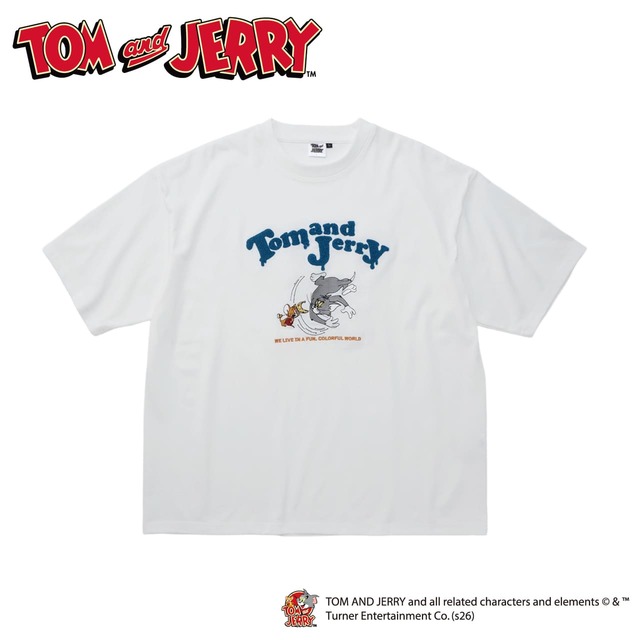 【トムとジェリー】「トムとジェリー刺繍半袖Ｔシャツ」（カラー：チャコール、価格：2,178円、サイズ：S・M・L・XL）