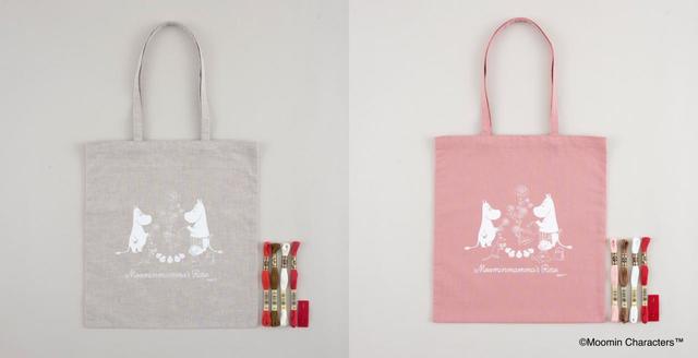 〈日本ヴォーグ社〉ムーミン 刺しゅうトートバッグ （ソイラテ／ストロベリークリーム）【Moominmammaʼs Rose】