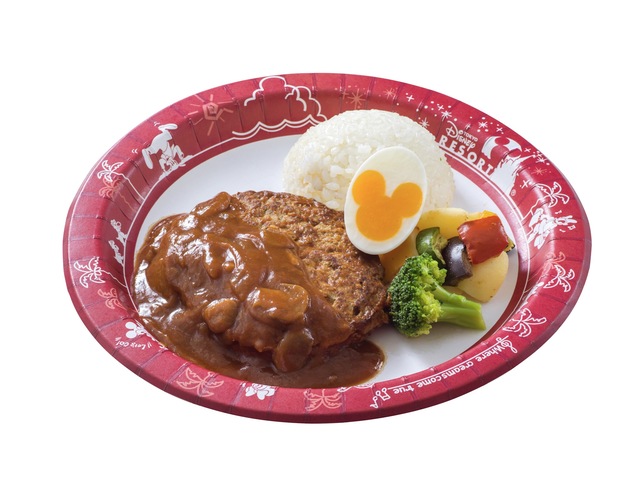 ハンバーグ＆ライス、エッグとベジタブル添え