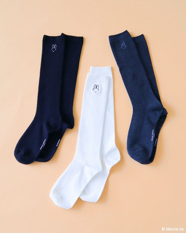 【Green Parks×ミッフィー】「Miffy/ワンポイントリブハイソックス」¥1,790