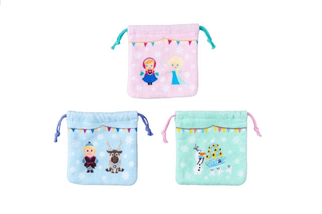 きんちゃくセット ¥1,600 ※縦約15cm × 横約14.5cm（3枚セット）｜東京ディズニーランド「アナとエルサのフローズンファンタジー」（2017年）スペシャルグッズ