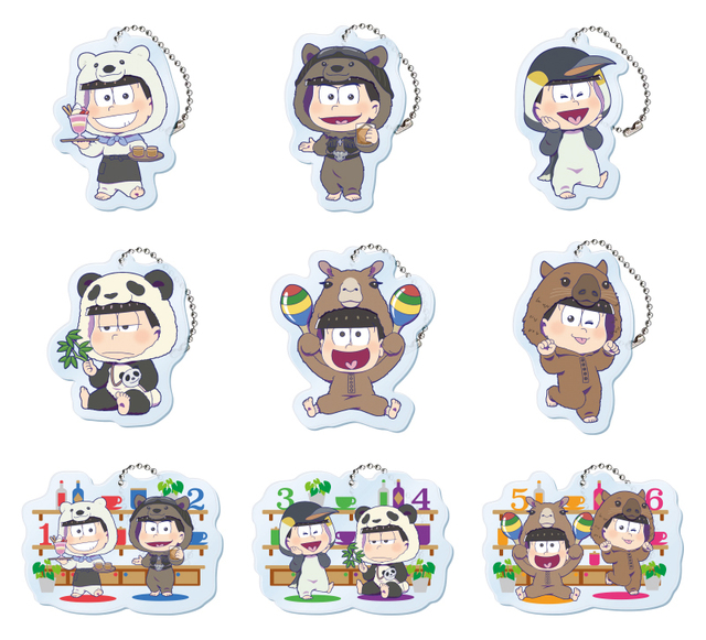 セガコラボカフェ おそ松さん×しろくまカフェ デフォルメアクリルチャーム～着ぐるみver.～（全9種）600円（税込）