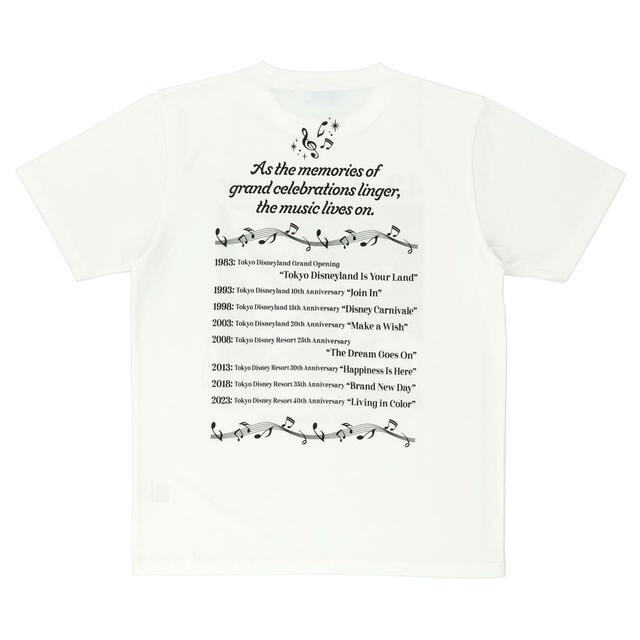 Tシャツ 3,000円|東京ディズニーランド開園42周年「ミッキーのフィルハーマジック」グッズ|販売店舗:東京ディズニーランド「キングダム・トレジャー」|発売日:2025年4月15日(火)