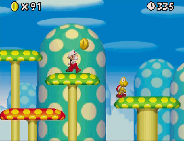New スーパーマリオブラザーズ／コース中にはクリボーやパタパタなど、シリーズおなじみの敵が登場。