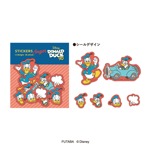 フレークシール 550円｜郵便局「ドナルドダック90th喜怒愛楽ステーショナリー」