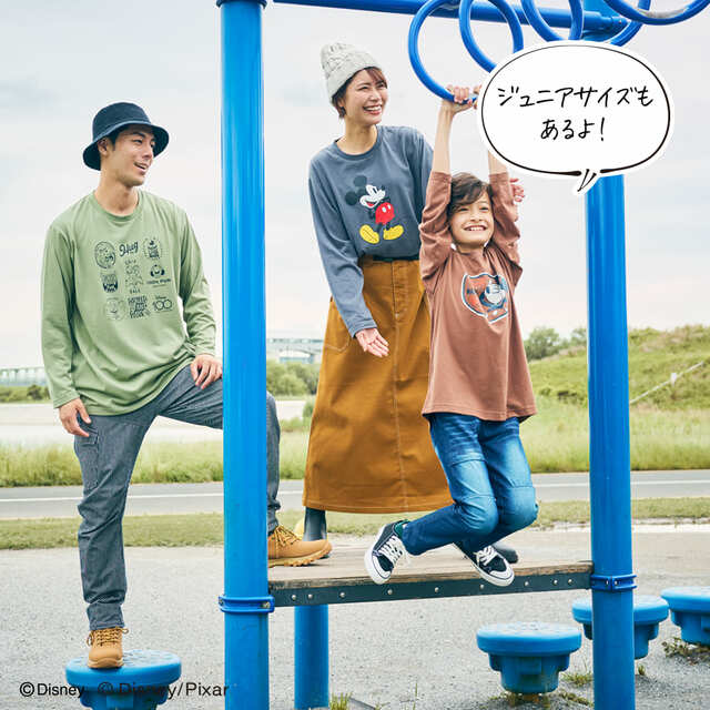 ディズニー/長袖クルーネックTシャツ 1,500円(税込)/長袖クルーネックTシャツジュニア 980円(税込)