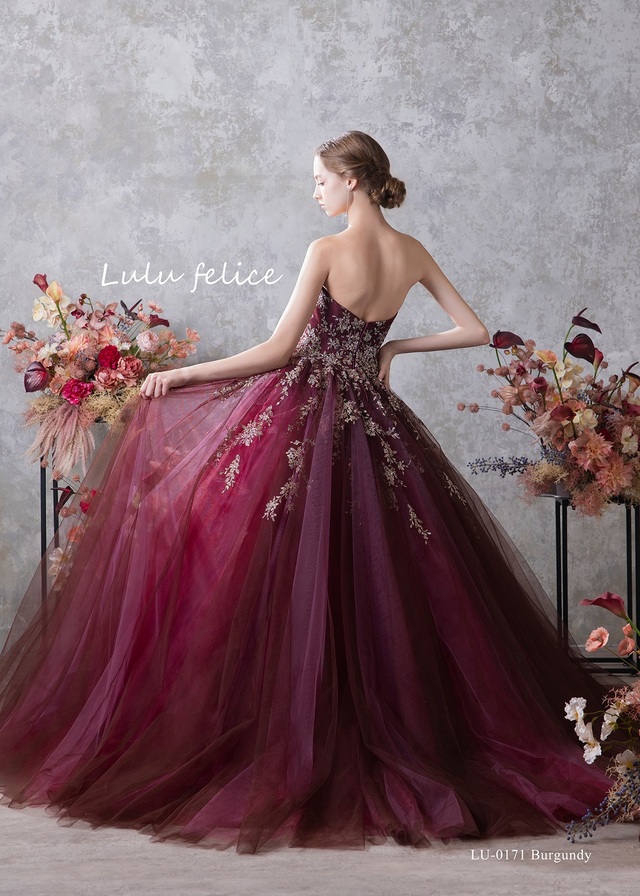 【クラウディア】「Lulu felice(ルル・フェリーチェ)」新作ウェディングドレス|LU-0171_Burgundy