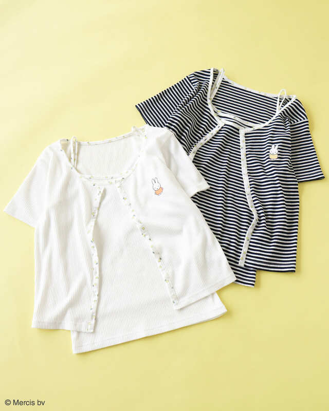 【ミッフィー×Green Parks】「miffy/SET2点リブアンサンブル」カラー：White/Border、価格：￥5,990