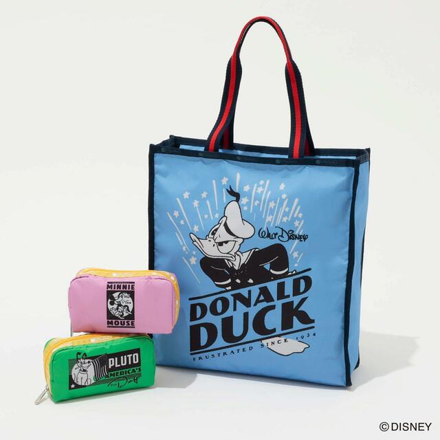レクタングラー コスメティック（ディズニー100 ミニーマウス） ¥6,600、レクタングラー コスメティック（ディズニー100 プルート） ¥6,600、LG ブックトート（ディズニー100 ドナルドダック） ¥23,100｜Special Style｜レスポートサック「Disney100 Collection by LeSportsac」