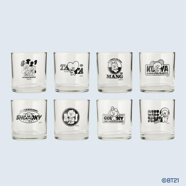 「BT21 キャラクターグラス」＜各1,690円（税込）＞【BT21の新シリーズ「On the Cloud」デザイン限定ラベルのお酒が登場】