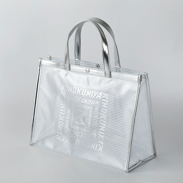【紀ノ国屋 クリアミディアムバッグ】シルバー