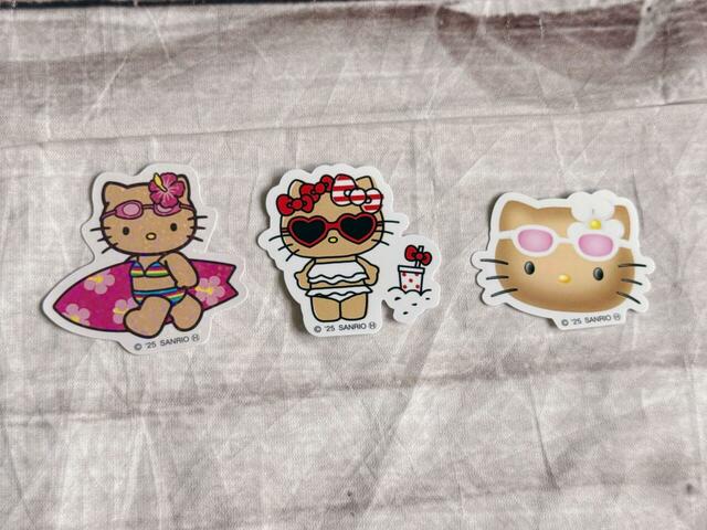 3種類のかわいい日焼けキティのステッカー！