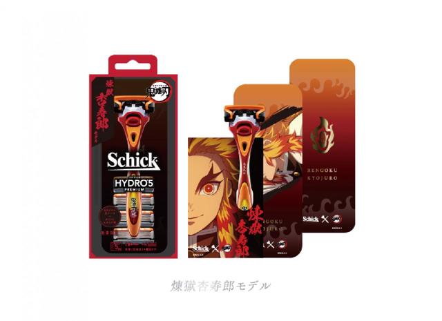 シック（Schick） 鬼滅の刃 煉獄杏寿郎モデル ハイドロ 5 プレミアム ホルダー (刃付き) + 替刃 4 コ　カミソリスタンド＆缶ケース付