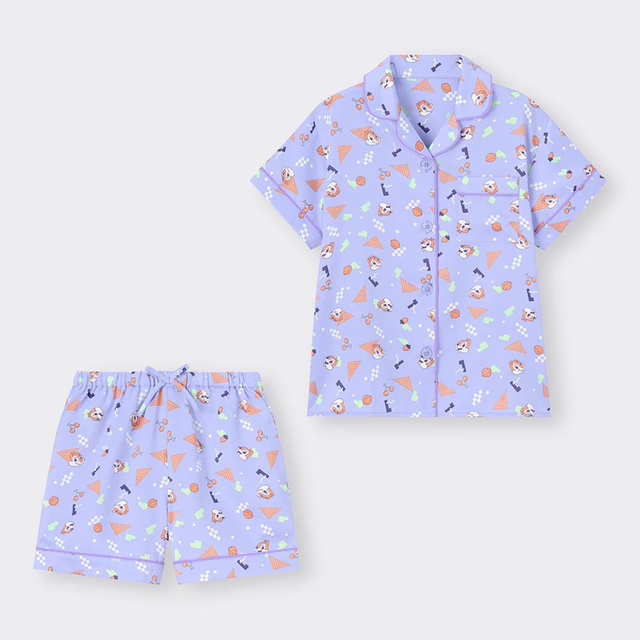GU ディズニー GIRLSサテンパジャマ(半袖&ショートパンツ) ¥2,290