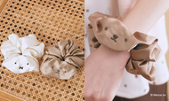 【miffy/earth フェイス刺繍シュシュ】カラー：Ivory/Brown（価格：1,650円）