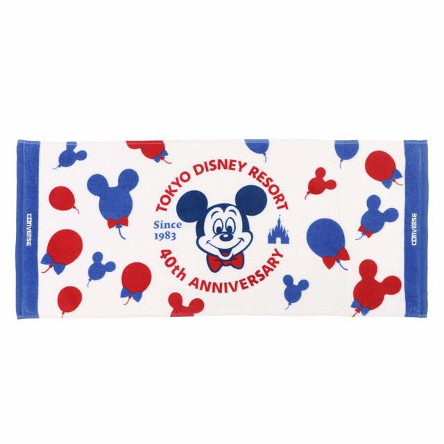 フェイスタオル 〈CONVERSE〉｜価格：2,300円｜サイズ：縦約34×横約80cm｜東京ディズニーリゾート40周年“ドリームゴーラウンド”「CONVERSE」プロデュースグッズ｜発売日：2023年7月10日(月)｜販売店舗：東京ディズニーランド「ギャグファクトリー/ファイブ・アンド・ダイム」、東京ディズニーシー「スチームボート・ミッキーズ」