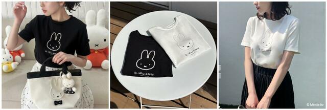 【ミッフィー×MIIA】miffy パールトリミングTシャツ 各¥6,490/ミッフィーの誕生日石であるパールであしらったお顔がかわいい1枚