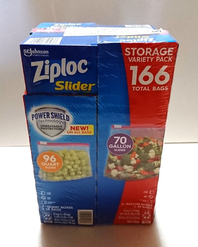 ZIPLOC SLIDER BAGS VARIETY PACK　ガロン：35袋×2箱、クオート：48袋×2箱　1968円