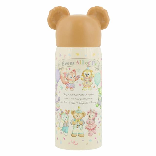 ステンレスボトル 3,900円｜サイズ：直径約6×高さ約18cm、実容量：0.34L｜“ダッフィー＆フレンズのフロム・オール・オブ・アス”第2弾グッズ｜東京ディズニーリゾート40周年“ドリームゴーラウンド”｜発売日：2023年5月18日（木）｜販売店舗：東京ディズニーシー「 マクダックス・デパートメントストア」