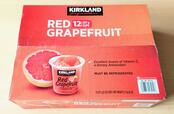 【コストコ　カークランドシグネチャー レッドグレープフルーツ シラップづけ　227g×12個　2280円】赤を基調としたパッケージが目を引く