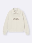【GU×星のカービィ】ウィメンズ「スウェットハーフジッププルオーバー Kirby」30 NATURAL　￥2,990