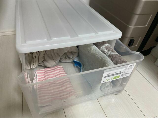 【ニトリ　クローゼット収納】クローゼットの下段はポリプロピレンケースで重いものや畳んで収納するものをまとめます