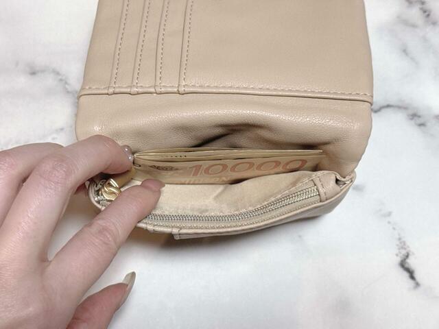 ファスナーポケット背面のポケットには紙幣をイン