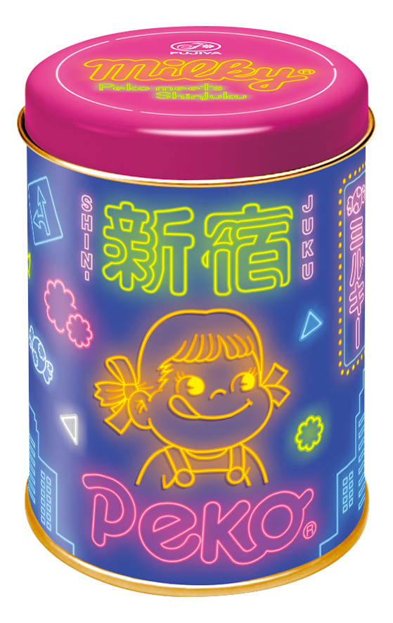 【ペコちゃんの学校】「ペコちゃん×新宿 ミルキー缶（丸）」 660円