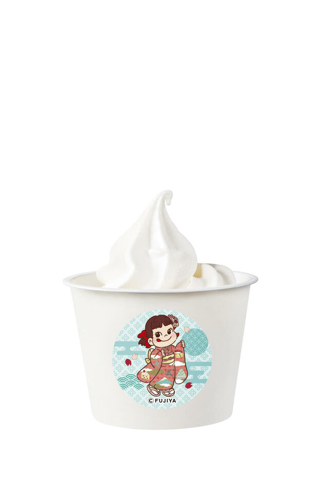 「ソフトクリーム＜3種＞カップ」＜価格：500円（税込）＞【不二家の和スイーツが楽しめる「FUJIYA Smile Switch Festa」が銀座三越でスタート！“ペコちゃん×サンリオキャラクターズ”のコラボグッズも登場！】