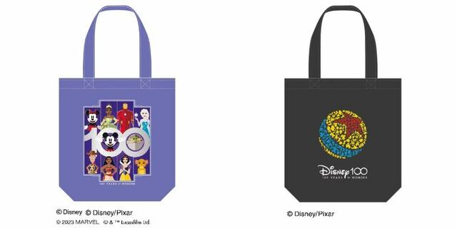 トートバッグ 各2,200円（税込）｜ヴィレッジヴァンガードオンライン ディズニー100周年記念グッズ