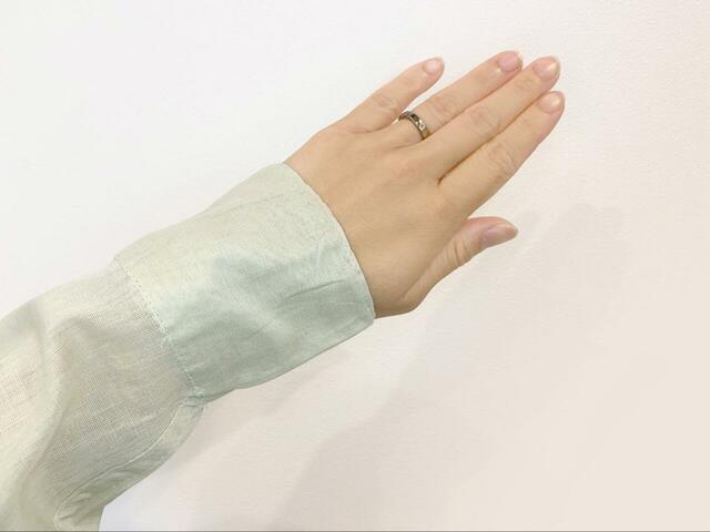 【coca ガーゼシャツ】身長167cm・Lサイズ着用。袖はちょうど良い丈感です