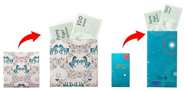 【フライングタイガー】ポチ袋(5枚) 330円、ポチ袋(3枚) 220円/お年玉をおしゃれに!普段使いにもおすすめです