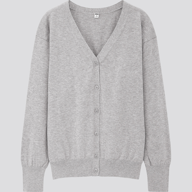 UPF25UV カットスーピマコットン V ネックカーディガン（長袖）