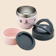【おぱんちゅうさぎ 折りたたみハンドル付保温丼ランチジャー】ご飯容器とおかず容器が分かれたセパレート構造!
