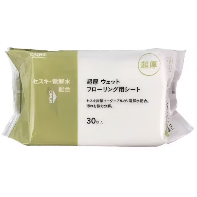 【カインズの「掃除グッズ」売上ランキング 3位】「超厚ウェットフローリングシート セスキ・電解水配合/重曹・電解水配合30枚」298円（税込）