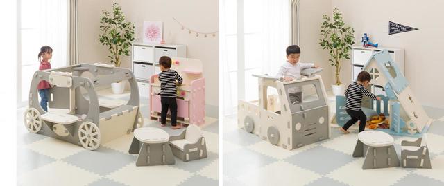 ニトリ「やわらか素材・ふわふわキッズシリーズ」ふわふわキッズ：馬車／ふわふわキッズ：トラック