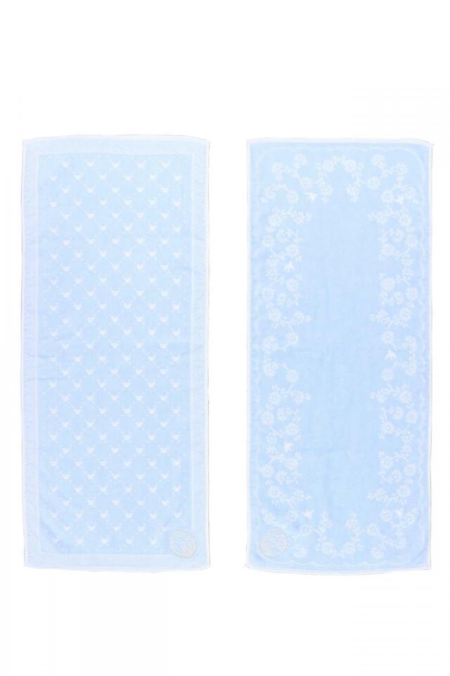 フェイスタオル〈今治タオル〉セット 3,800円｜サイズ：縦約80×横約34cm、2枚セット｜東京ディズニーリゾート「Disney Blue Ever After」グッズ｜発売日：2023年5月25日（木）｜販売店舗：東京ディズニーランド「ディズニー＆カンパニー」、東京ディズニーシー「ベッラ・ミンニ・コレクション」