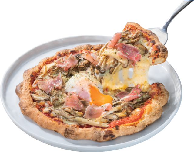 「新生★極み！3種きのこと炙り生ハムのピザ」＜価格：809円（税込890円）＞【【ガスト】香ばしいガーリックチキン！サクサクなピザ生地！進化した「ガストNEO新メニュー」登場！】