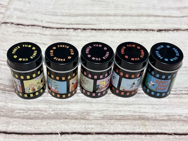 1セットにつき、異なるデザインの缶が5個入っています【PLAZA限定】スヌーピー PEANUTS EUREKA エウレカ 写真フィルム缶