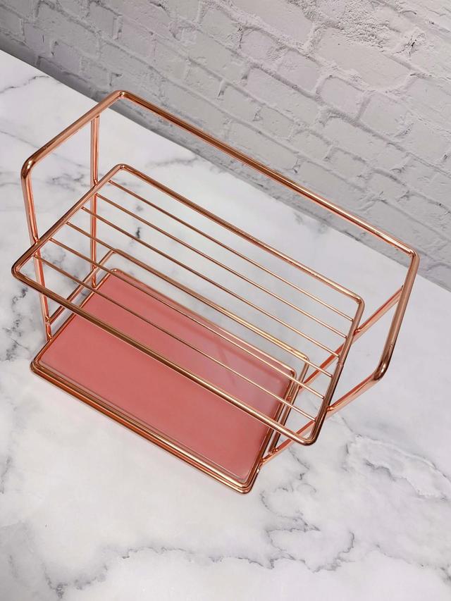 【Francfranc（フランフラン）】ワイヤーキッチンラック ガラス天板付 S コッパー／税込1,800円