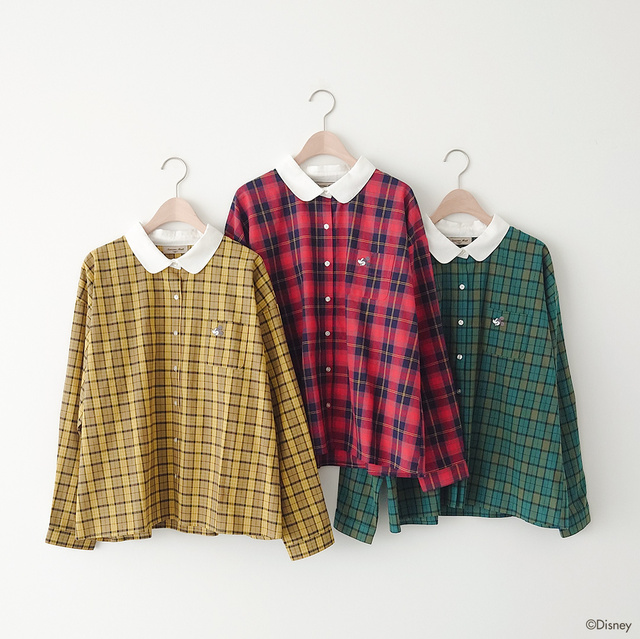 【Disney】ミッキー&フレンズ/刺繡クレリックシャツ ¥5,390