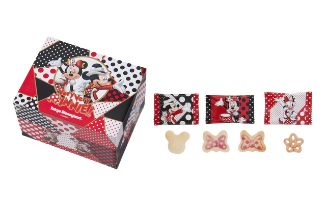 おせんべい＆米粉スナック 1,300円｜内容量:36g、標準26枚[しお味せんべい 標準11枚、うめ味米粉スナック 標準11枚、あましお味せんべい(プリント入り)標準4枚]｜東京ディズニーランド「ベリー・ベリー・ミニー！」スペシャルグッズ｜販売店舗「ワールドバザール･コンフェクショナリー」