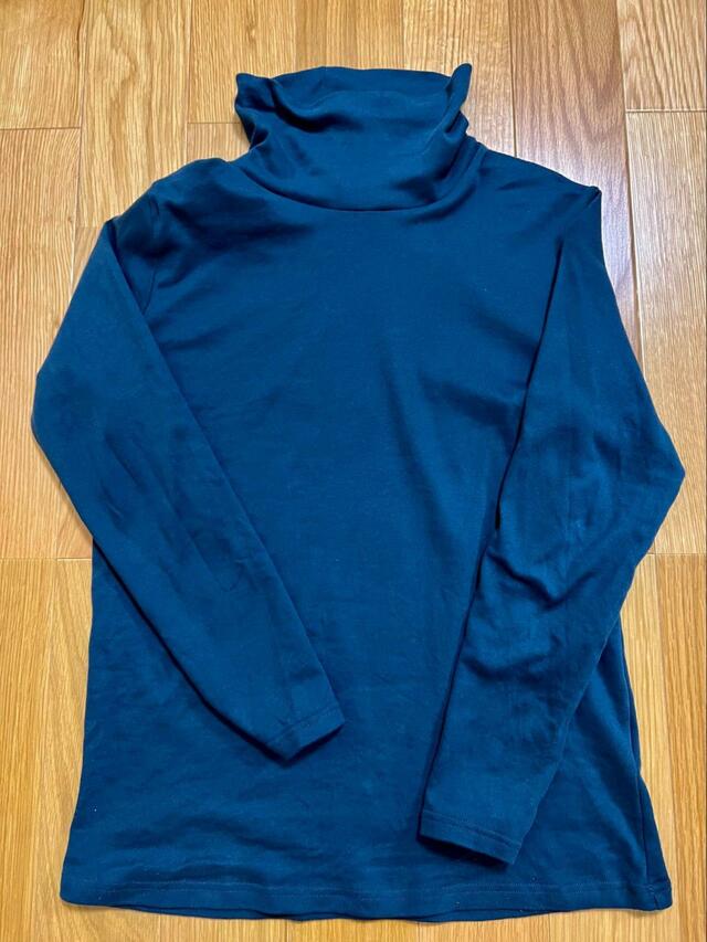 【ファッションセンターしまむら FHCムジタートルネック】洗濯後にすぐ伸ばして干したらシワが気にならなくなった