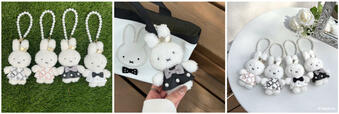 【ミッフィー×MIIA】miffy バッグチャーム 各¥3,190/オリジナル柄のワンピースや王冠でおめかししたミッフィーがかわいい!