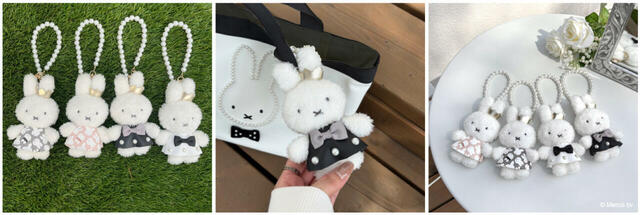 【ミッフィー×MIIA】miffy バッグチャーム 各¥3,190/オリジナル柄のワンピースや王冠でおめかししたミッフィーがかわいい!