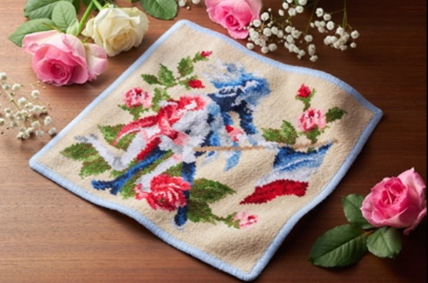 「オスカル」と「アンドレ」の愛を表現したフェイラー『ベルサイユのばら』ハンカチの第一弾