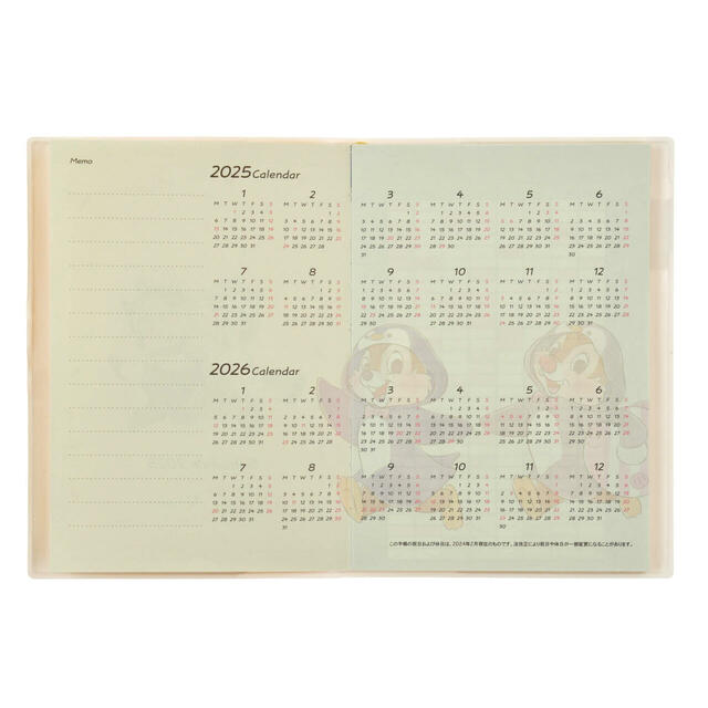 チップ＆デール 手帳・スケジュール帳 B6 Calendar＆Organizer 2025 1,500円