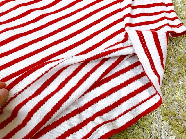 【ワークマン サーバーバスクシャツ】今回はレッドのボーダーを選びました